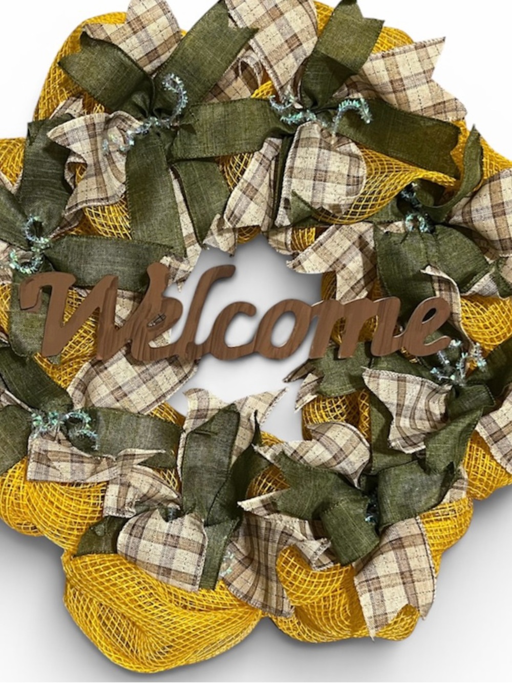 Welcome Home Yellow and Green Holiday Wreath